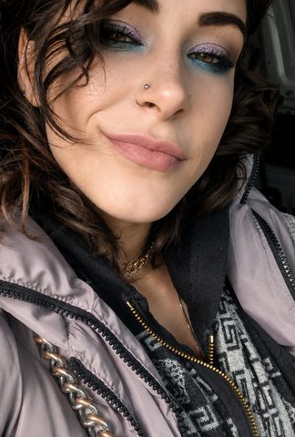 Close-up of Kayla smiling